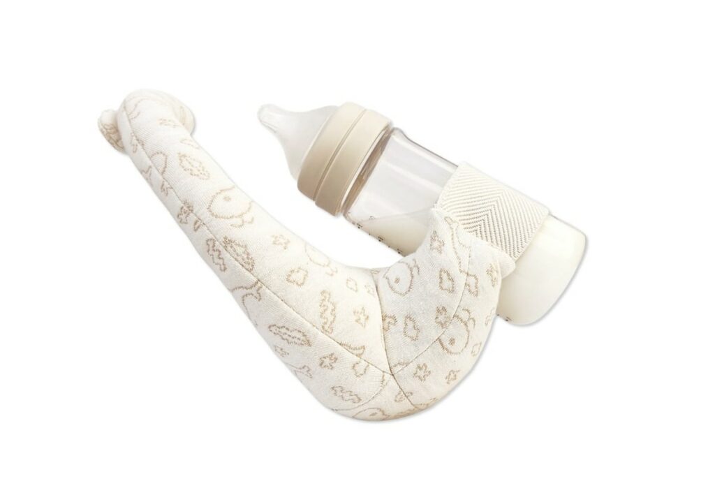 Baby Self Feeding Pillow & Bottle Holder – Adjustable Nursing Support Pillow, Newborn Essentials, Machine Washable Cotton, Dark Gray-1385873